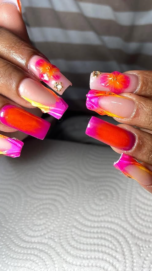 Tropical Bloom Rhinestone Nail Service