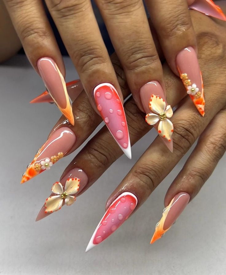 Tropical Stiletto Nail Art