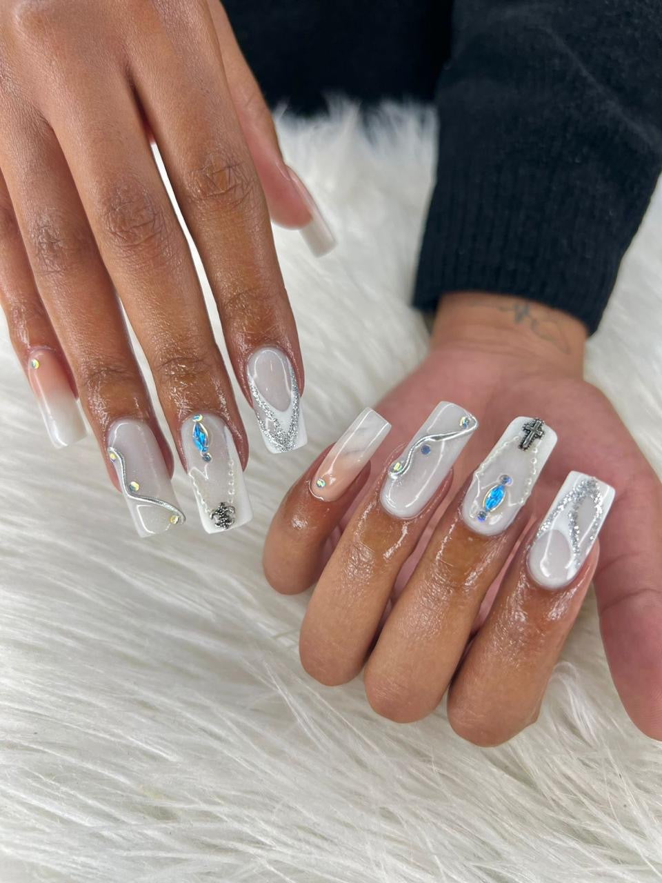 Crystal & Charm Acrylic Nails