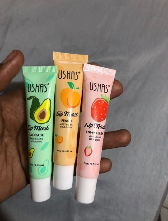 USHAS Lip Mask Set – Avocado, Peach & Strawberry